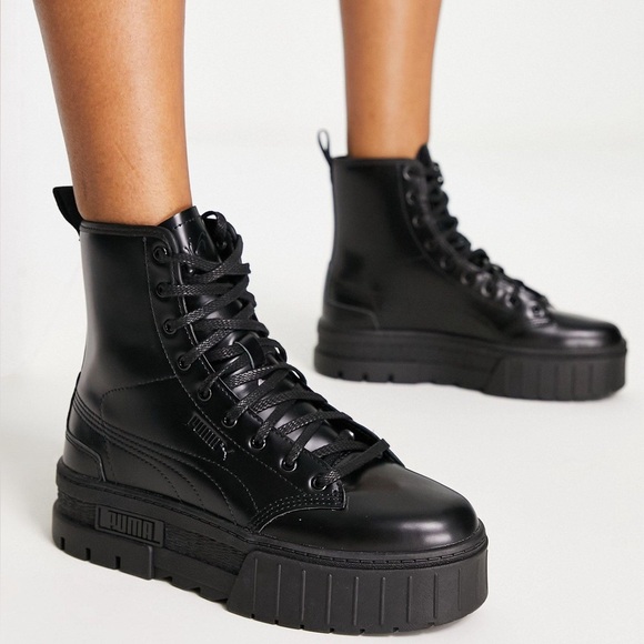 Puma X Dua Lipa Mayze Black High-Top Platform Boots - Picture 1 of 9